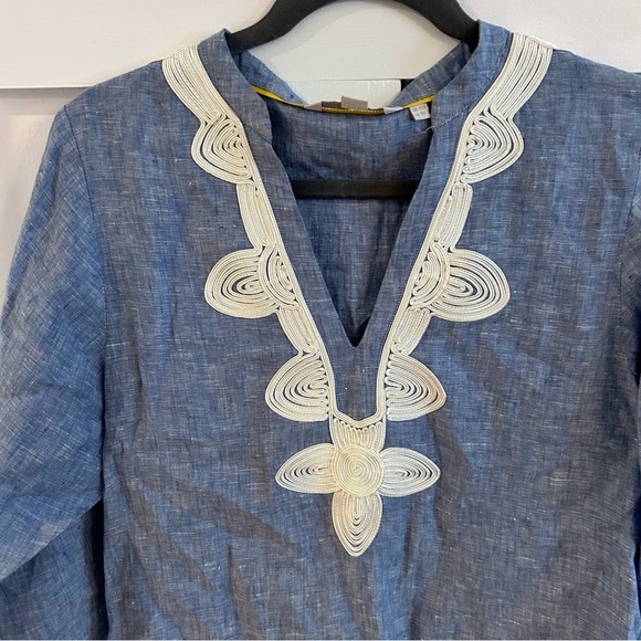 Boden Womens Embroidered Linen Kaftan Dress size 8R - Picture 4 of 9